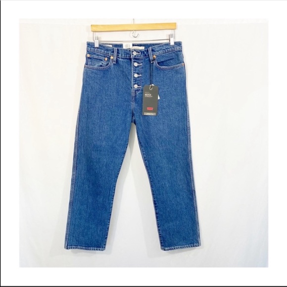 NEW Levi’s Premium Wedgie Straight High Waisted Exposed Button Fly Denim Jeans - Picture 2 of 13